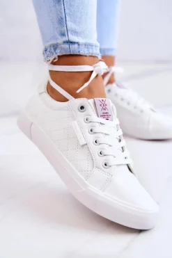 Damskie Skórzane Trampki Cross Jeans JJ2R4043C Białe