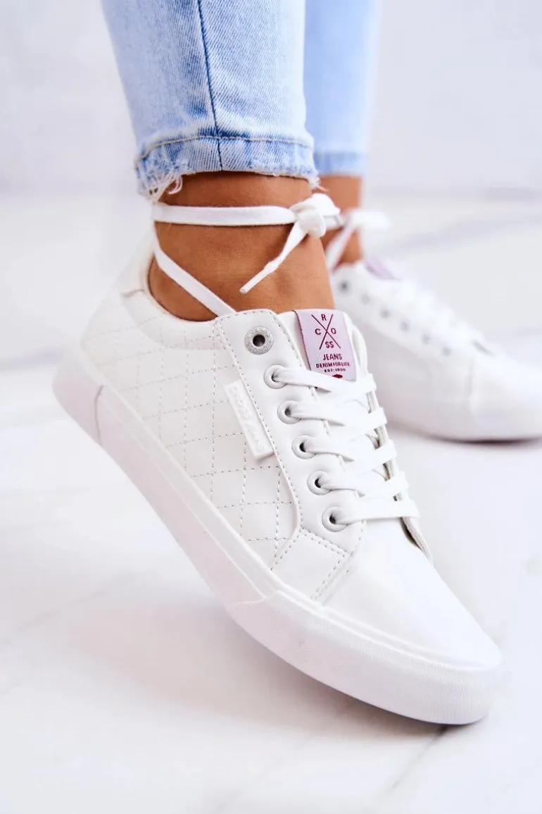 Damskie Skórzane Trampki Cross Jeans JJ2R4043C Białe
