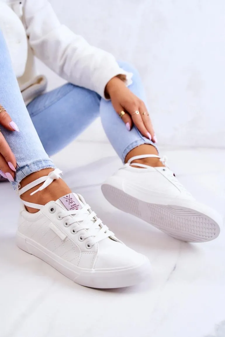 Damskie Skórzane Trampki Cross Jeans JJ2R4043C Białe