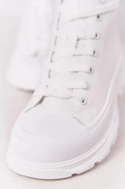 Damskie Skórzane Trampki Na Dużej Podeszwie Białe Trissy