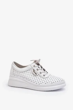 Damskie Skórzane Trampki Sportowe Buty Białe Brumia