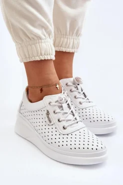 Damskie Skórzane Trampki Sportowe Buty Białe Brumia