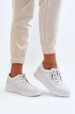 Damskie Skórzane Trampki Sportowe Buty Białe Brumia