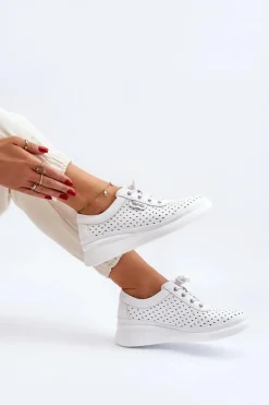 Damskie Skórzane Trampki Sportowe Buty Białe Brumia