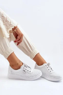 Damskie Skórzane Trampki Sportowe Buty Białe Brumia