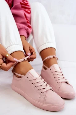 Damskie Skórzane Trampki Tenisówki Big Star JJ274071 Jasny Róż