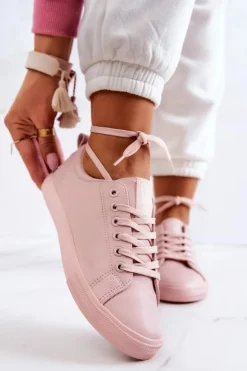 Damskie Skórzane Trampki Tenisówki Big Star JJ274071 Jasny Róż