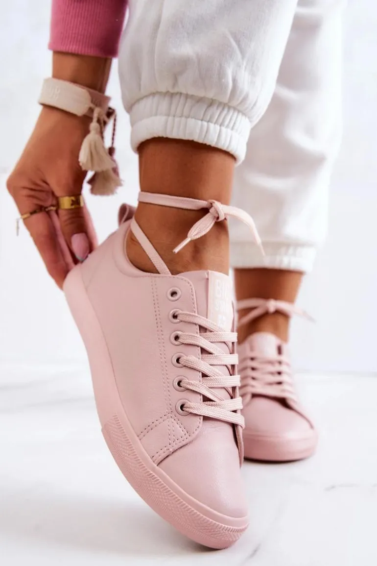 Damskie Skórzane Trampki Tenisówki Big Star JJ274071 Jasny Róż