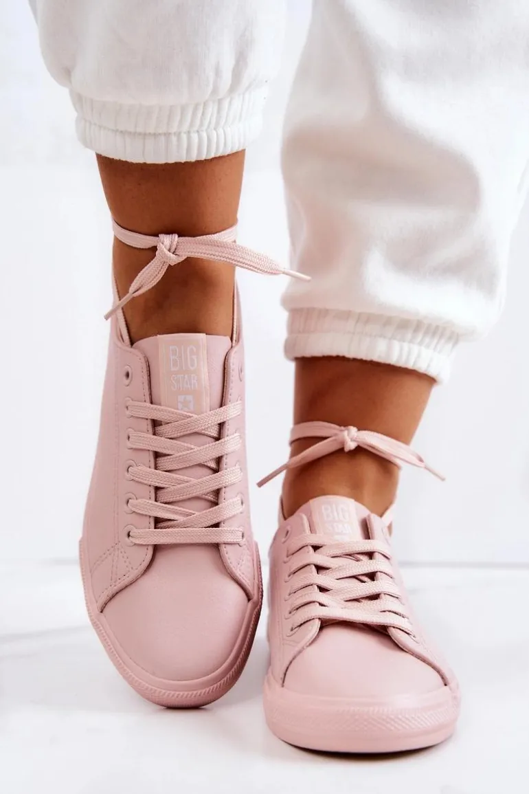 Damskie Skórzane Trampki Tenisówki Big Star JJ274071 Jasny Róż