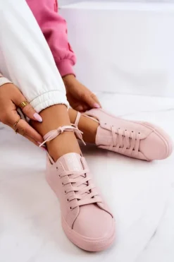 Damskie Skórzane Trampki Tenisówki Big Star JJ274071 Jasny Róż