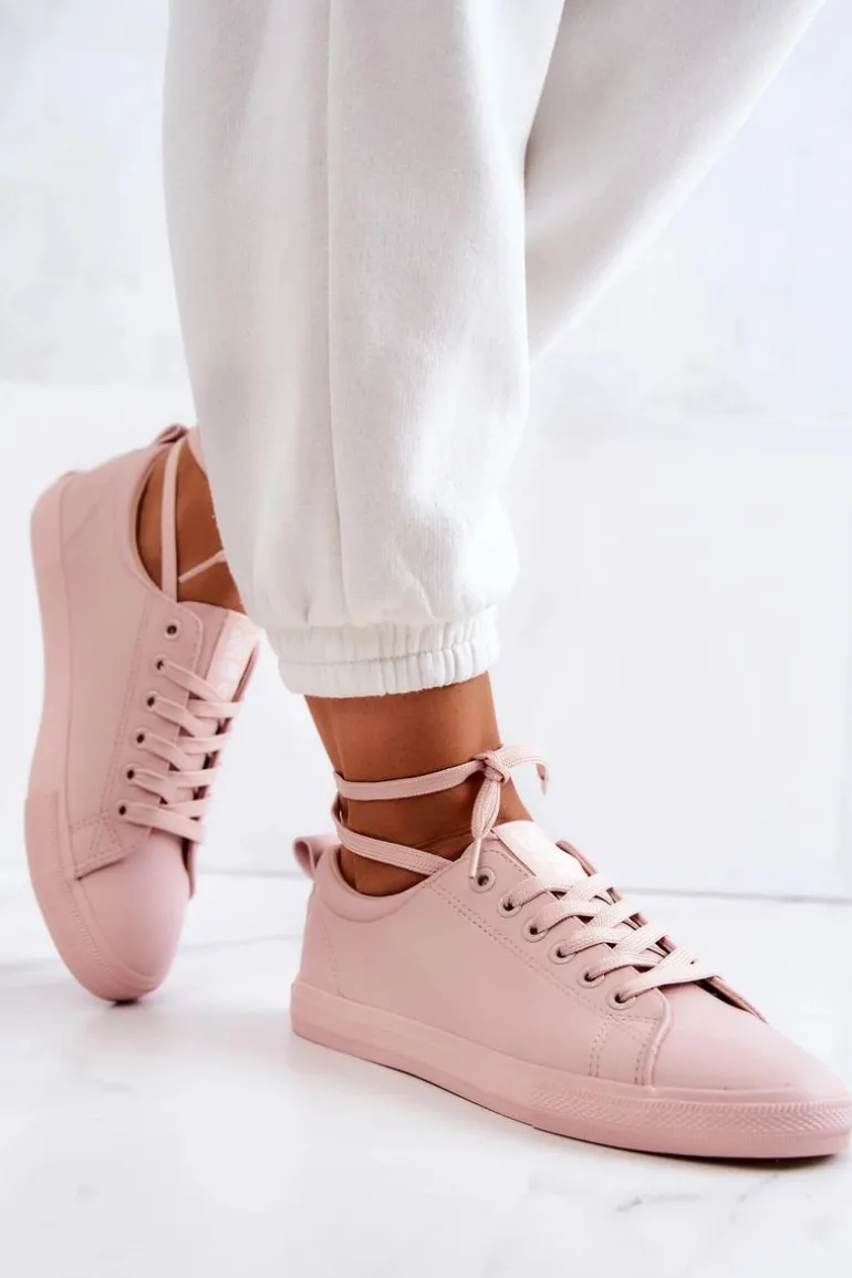 Damskie Skórzane Trampki Tenisówki Big Star JJ274071 Jasny Róż