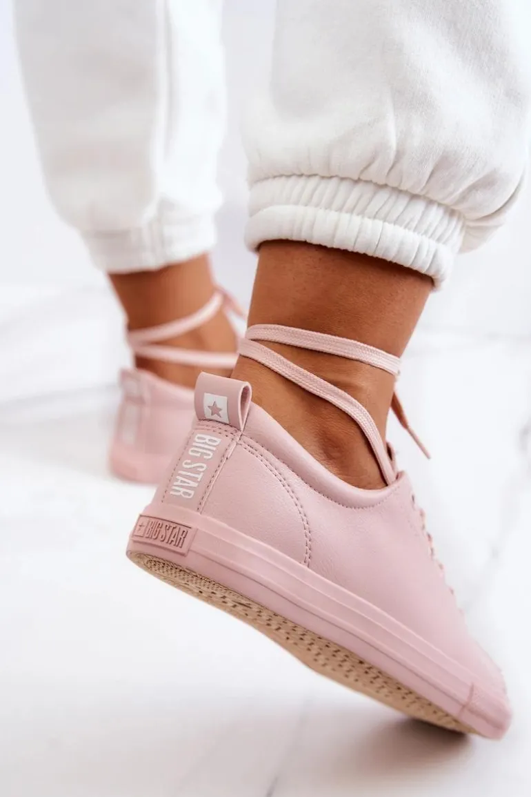 Damskie Skórzane Trampki Tenisówki Big Star JJ274071 Jasny Róż