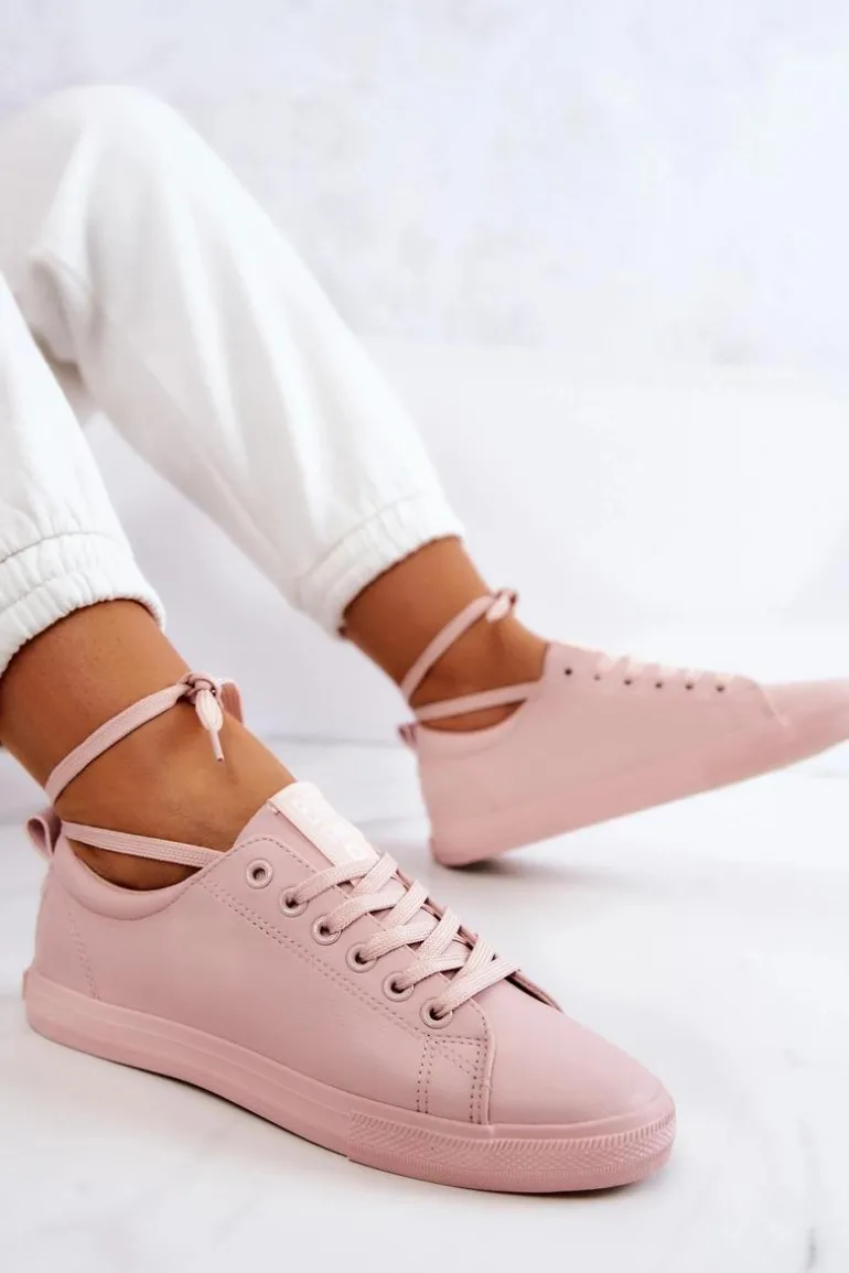 Damskie Skórzane Trampki Tenisówki Big Star JJ274071 Jasny Róż