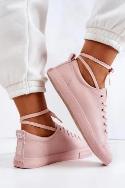 Damskie Skórzane Trampki Tenisówki Big Star JJ274071 Jasny Róż