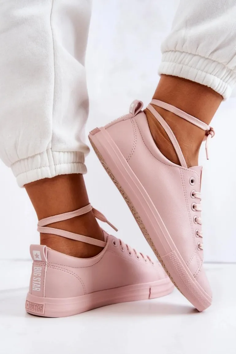 Damskie Skórzane Trampki Tenisówki Big Star JJ274071 Jasny Róż
