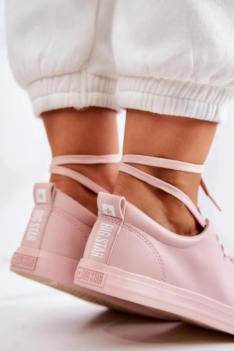 Damskie Skórzane Trampki Tenisówki Big Star JJ274071 Jasny Róż