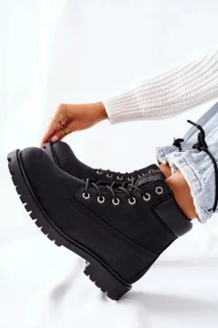 Damskie Skórzane Trapery Big Star II274446 Czarne