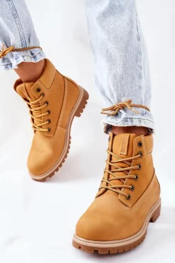 Damskie Skórzane Trapery Big Star II274447 Camel