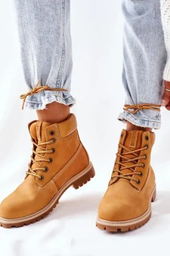 Damskie Skórzane Trapery Big Star II274447 Camel