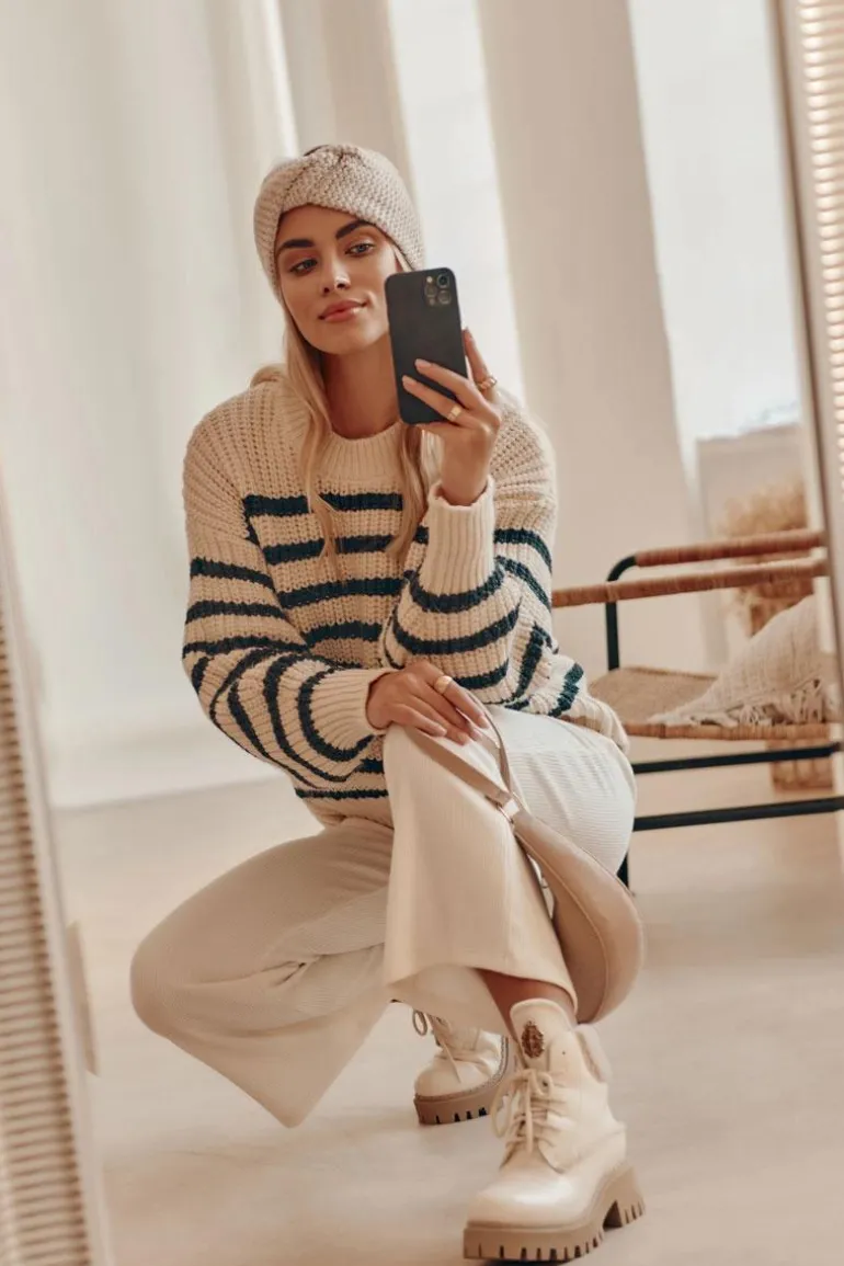 Damskie Skórzane Trapery Botki Jasnobeżowe Lemar Vergo