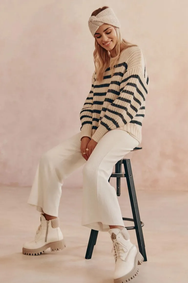 Damskie Skórzane Trapery Botki Jasnobeżowe Lemar Vergo