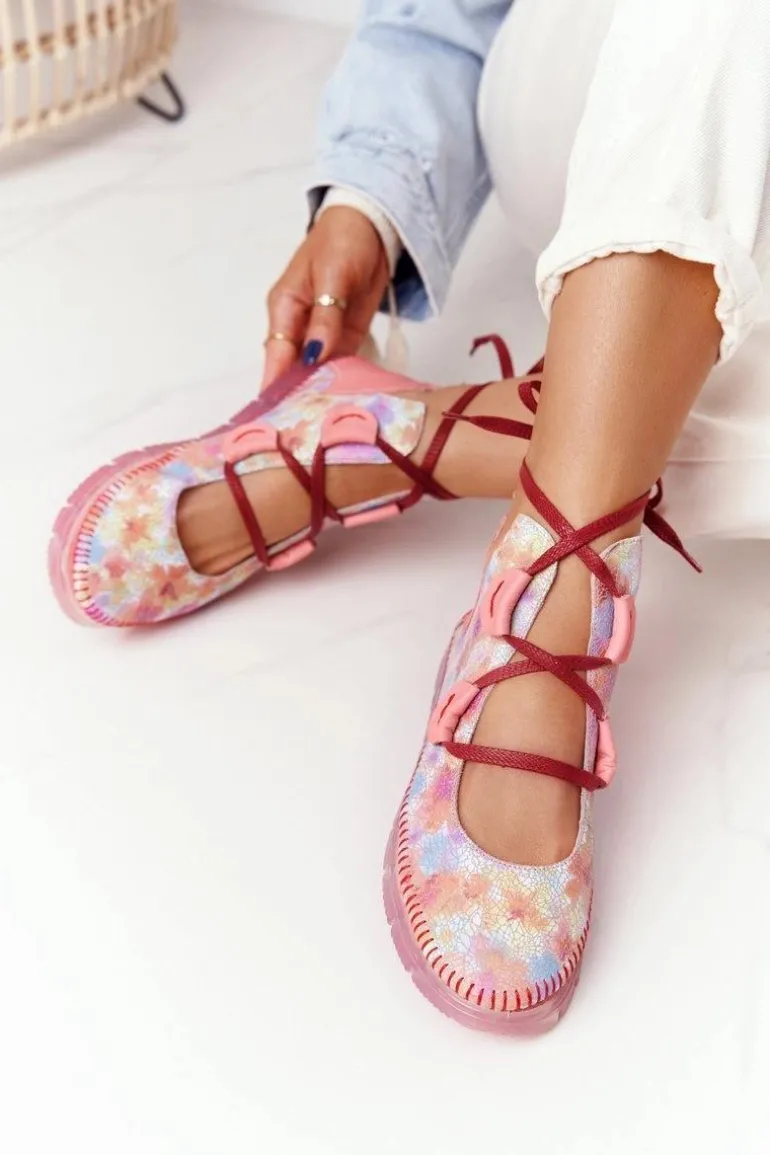 Damskie Skórzane Trzewiki Maciejka Róż 04457-15