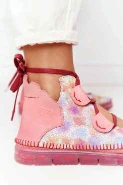 Damskie Skórzane Trzewiki Maciejka Róż 04457-15