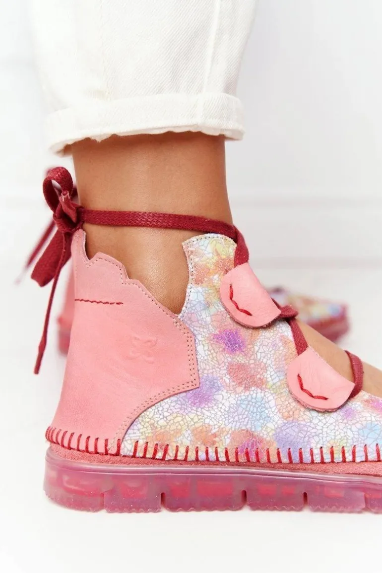 Damskie Skórzane Trzewiki Maciejka Róż 04457-15