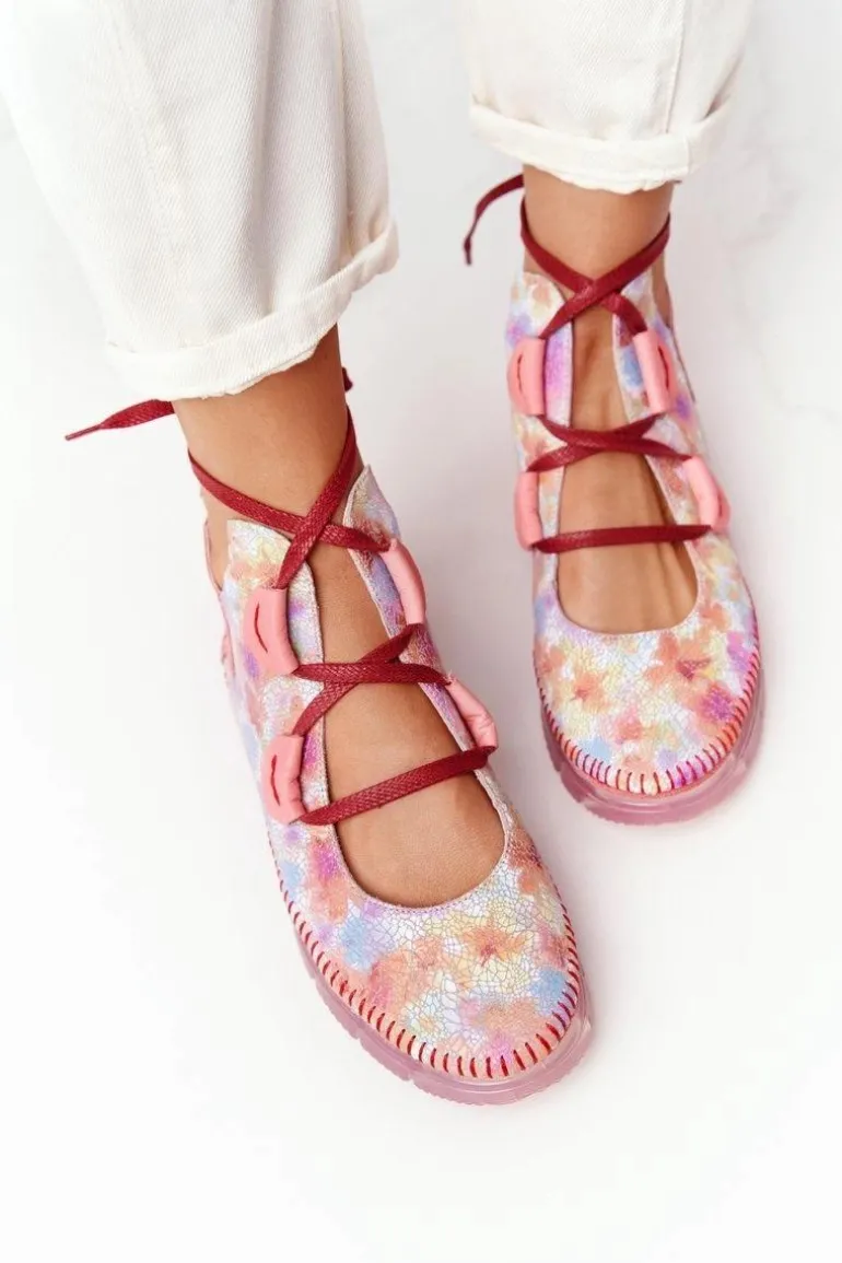 Damskie Skórzane Trzewiki Maciejka Róż 04457-15