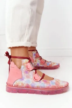 Damskie Skórzane Trzewiki Maciejka Róż 04457-15