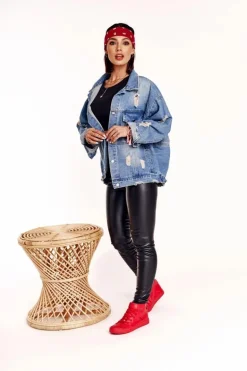 Damskie Skórzane Wysokie Trampki BIG STAR V274529 Czerwone