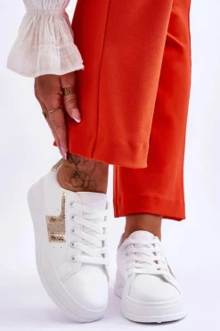 Damskie Sneakersy Biało-Złote Diahna