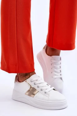 Damskie Sneakersy Biało-Złote Diahna