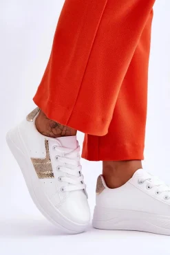 Damskie Sneakersy Biało-Złote Diahna