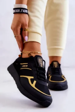 Damskie Sneakersy Big Star JJ274A195 Czarno-Złote