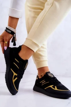 Damskie Sneakersy Big Star JJ274A195 Czarno-Złote