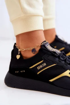 Damskie Sneakersy Big Star JJ274A195 Czarno-Złote