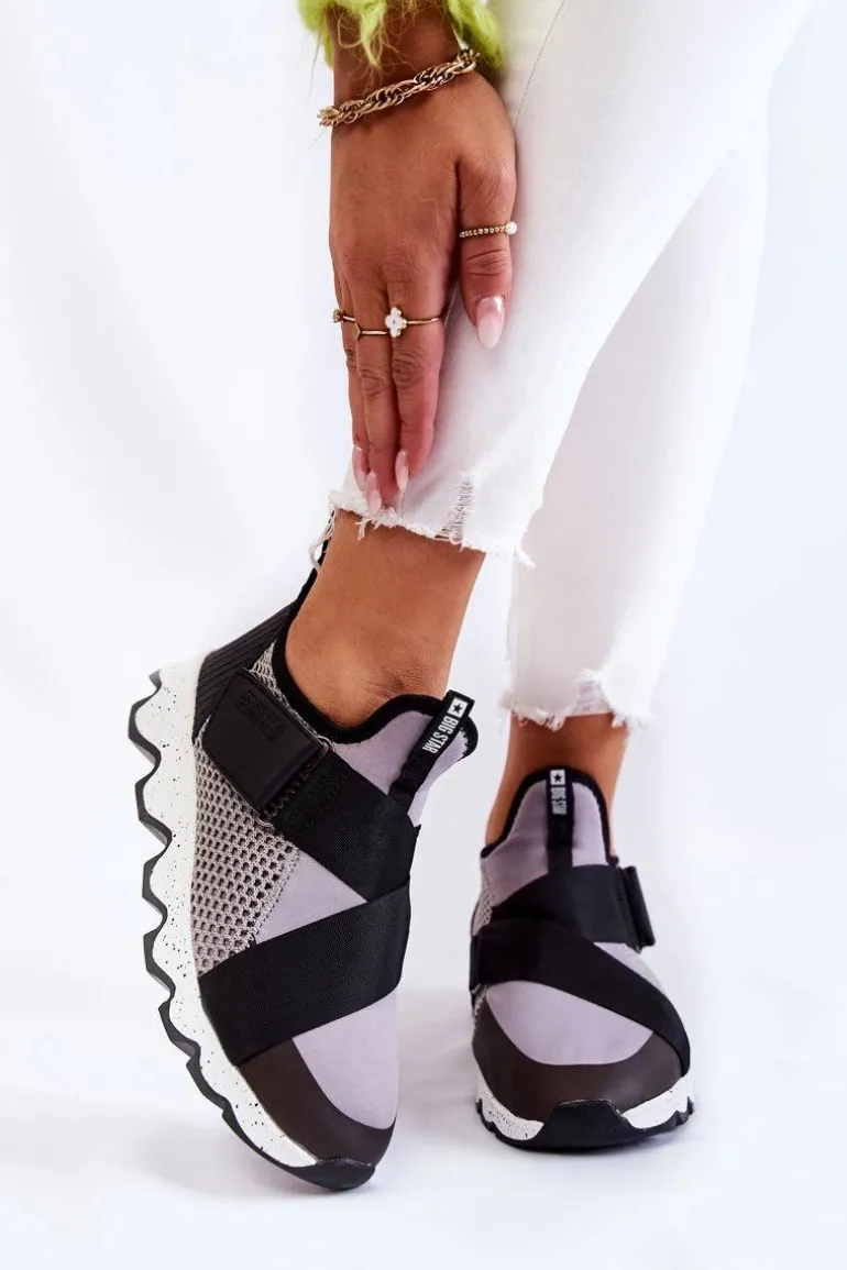 Damskie Sneakersy Big Star KK274546 Szaro-Czarne