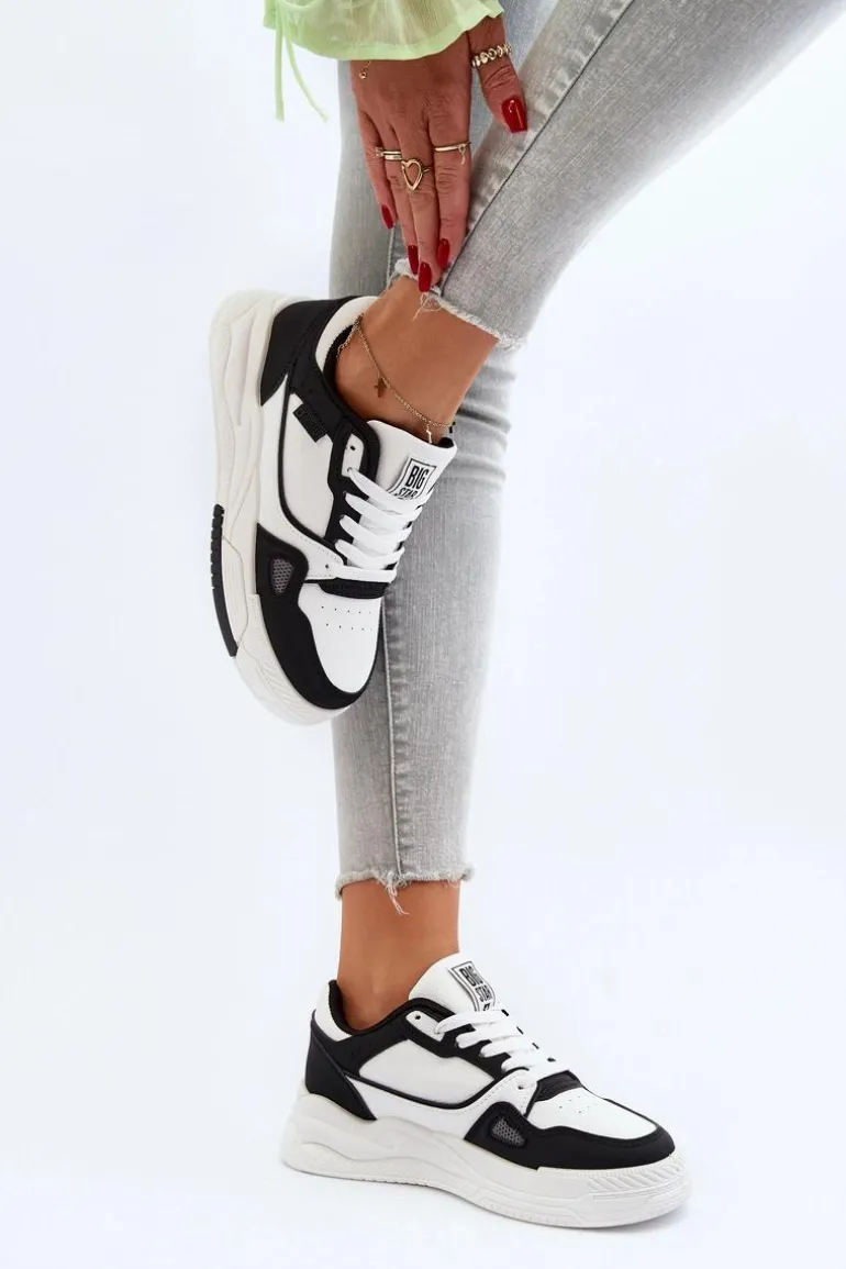 Damskie Sneakersy Big Star NN274669 Biało-Czarne