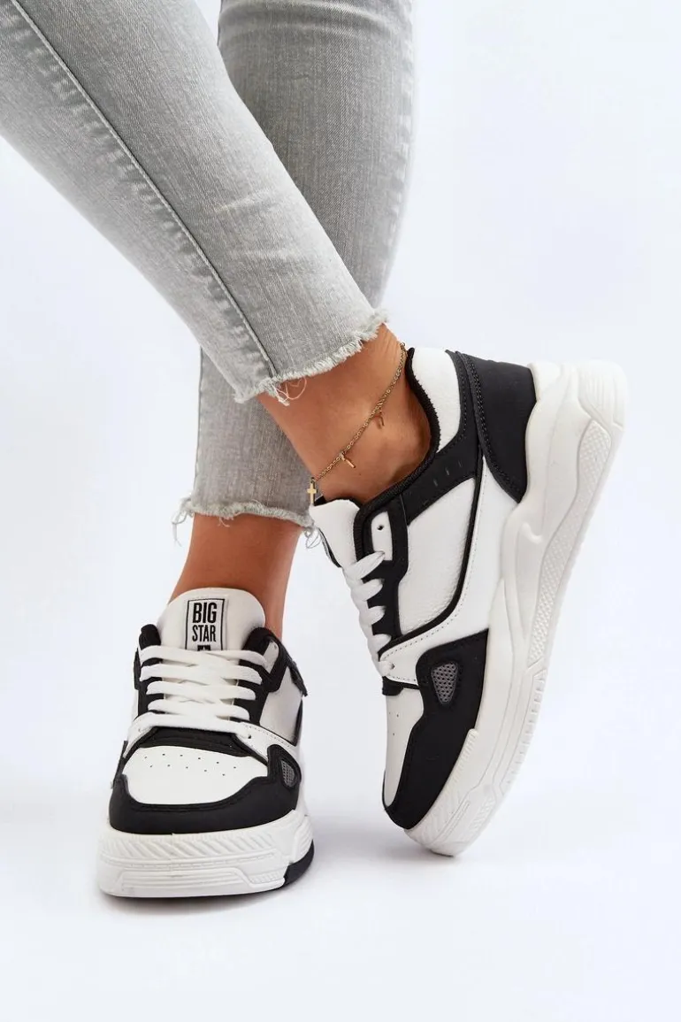 Damskie Sneakersy Big Star NN274669 Biało-Czarne