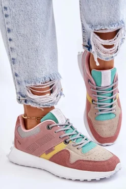 Damskie Sneakersy Big Star LL274422 Różowo-Beżowe
