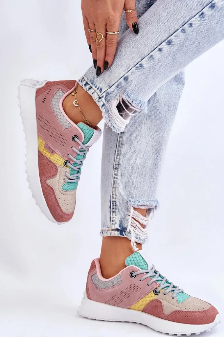 Damskie Sneakersy Big Star LL274422 Różowo-Beżowe