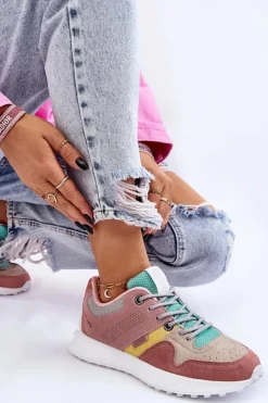 Damskie Sneakersy Big Star LL274422 Różowo-Beżowe