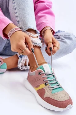 Damskie Sneakersy Big Star LL274422 Różowo-Beżowe