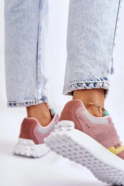 Damskie Sneakersy Big Star LL274422 Różowo-Beżowe
