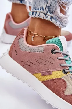 Damskie Sneakersy Big Star LL274422 Różowo-Beżowe