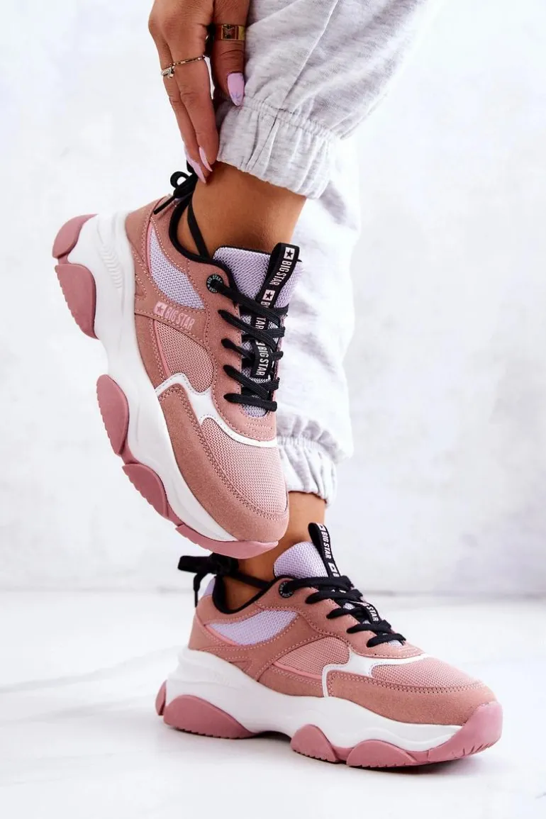 Damskie Sneakersy Buty Sportowe Big Star JJ274577 Różowe