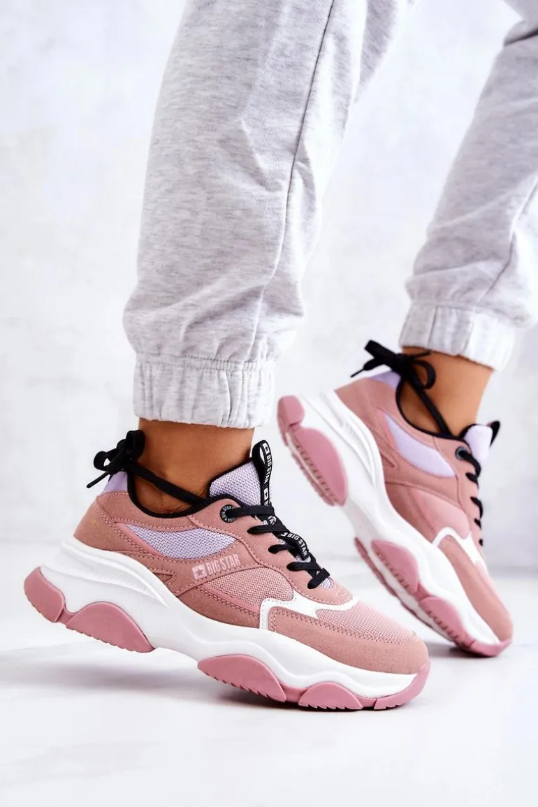 Damskie Sneakersy Buty Sportowe Big Star JJ274577 Różowe