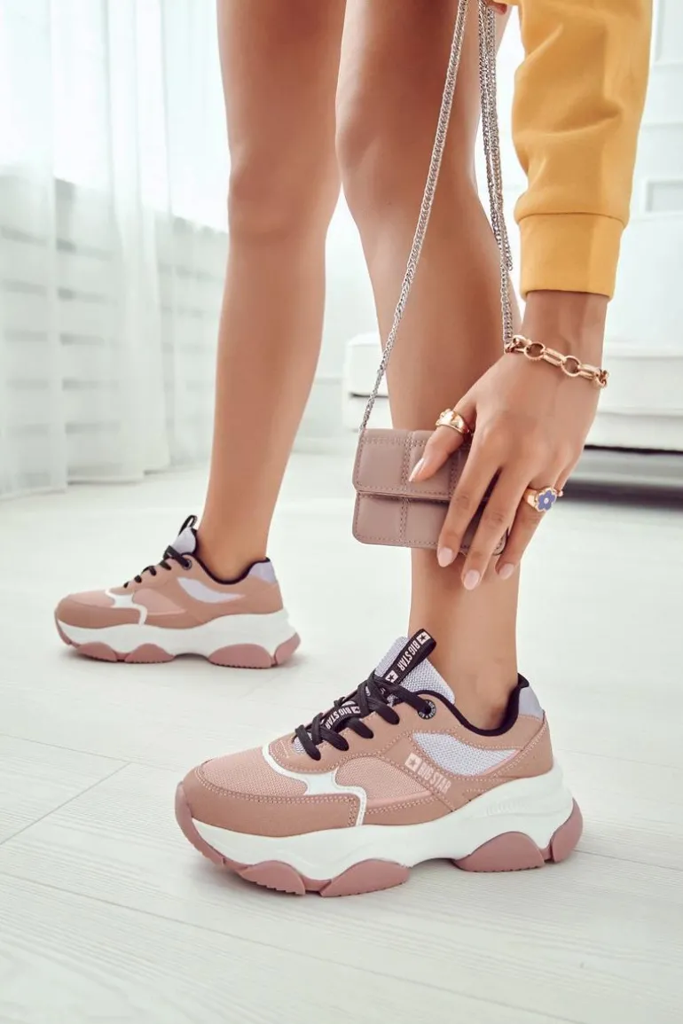 Damskie Sneakersy Buty Sportowe Big Star JJ274577 Różowe