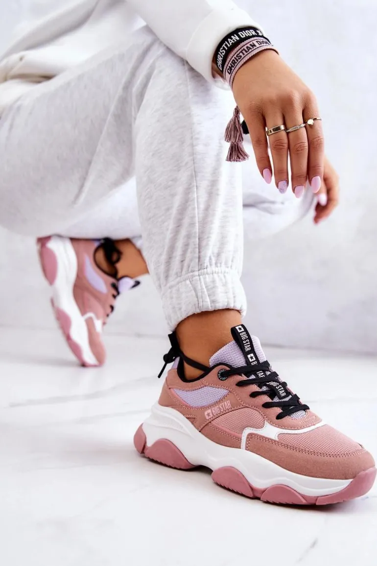 Damskie Sneakersy Buty Sportowe Big Star JJ274577 Różowe